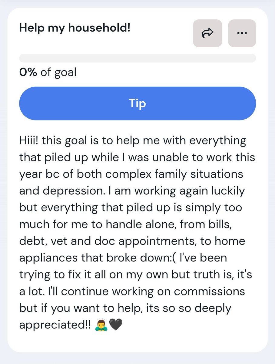 astrozure's tweet photo. [shares are appreciated!]

hi! i'm embarrassed about this but, things have been rough, everything piled up and even though I started working again, I made a k•fi goal in case anyone would like to help while I try to get everything right again.
i'll leave it below and tysm:( 🙇‍♂️🙇‍♂️ https://t.co/IxcQ80jqt4