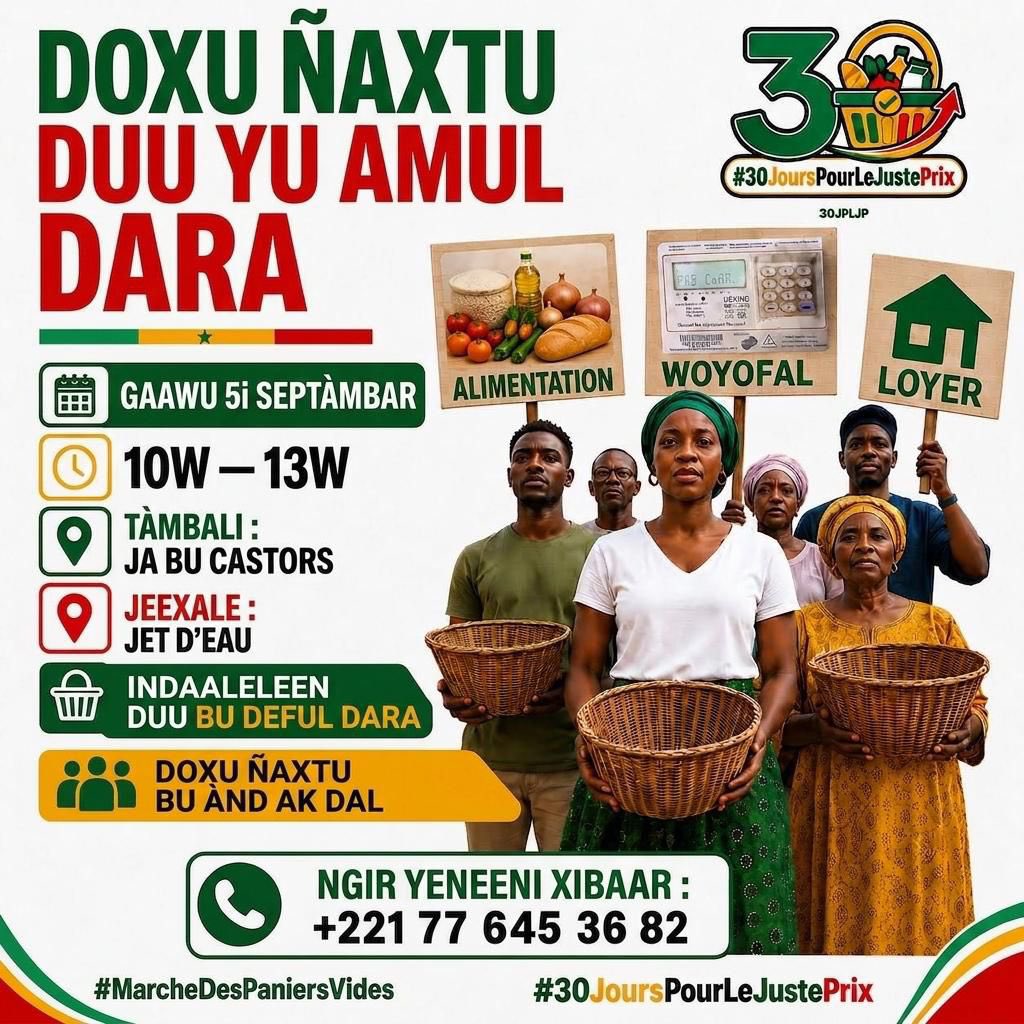 30JPLJP_SN's tweet photo. 🧺 LA MARCHE DES PANIERS VIDES

Ce samedi 5 septembre, mobilisons-nous pour des prix justes ! ✊🏾

📍 Marché Castors ➡️ Jet d’Eau
⏰ 10h – 13h
🧺 Venez avec un panier vide !

#30JoursPourLeJustePrix #30JPLJP
———————————————————— https://t.co/IafqT1vFhG