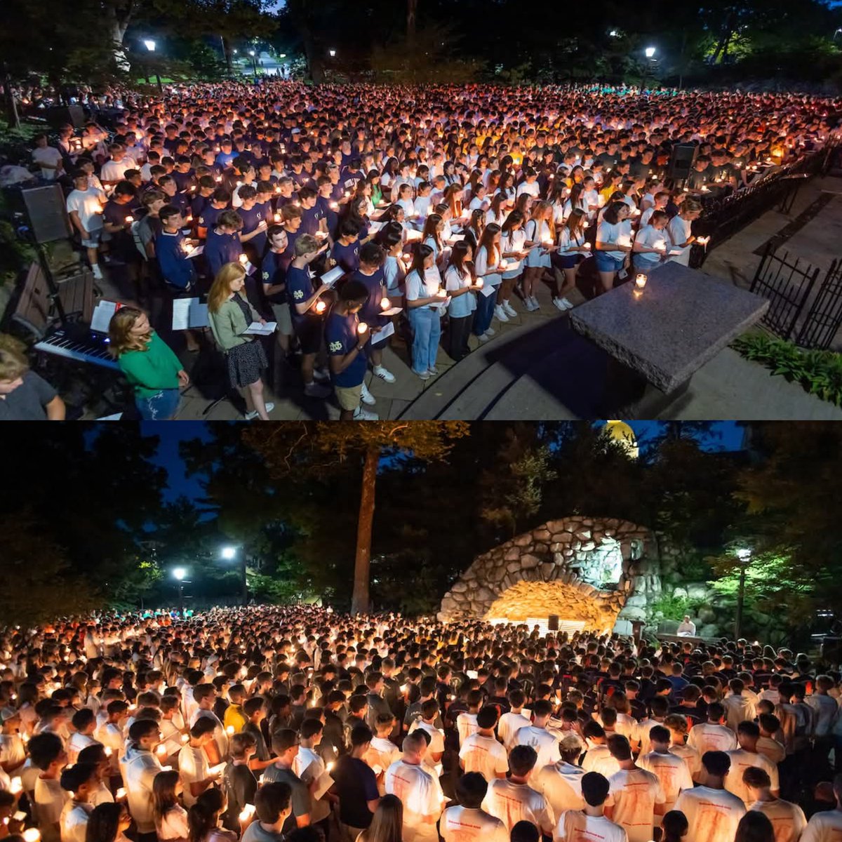 CatholicArena's tweet photo. USA 🇺🇸 

Thousands of students at University of Notre Dame praying at the campus Grotto for the beginning of the academic year https://t.co/jtELI631Gh