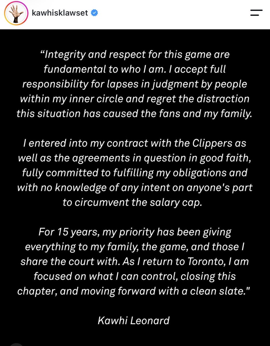 MarcJSpears's tweet photo. Post from Kawhi Leonard IG: https://t.co/jRA8fSsLaA
