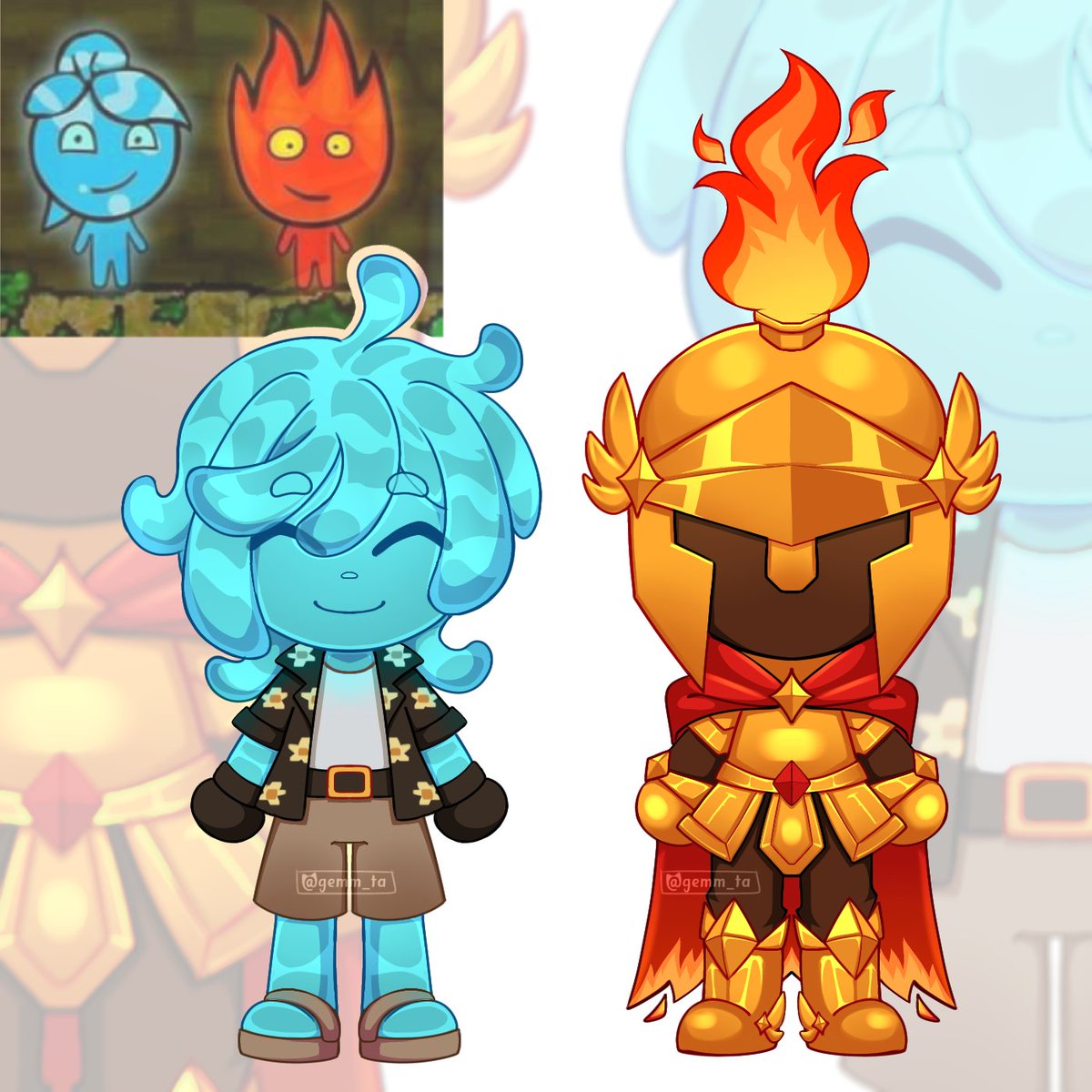 gemm_ta's tweet photo. Nose porque pero me dio ganas de dibujarlos como Fireboy y Watergirl (SI, ESE JUEGUITO 🥺)

#slimeknight #sfawtde #dawtde https://t.co/XurzxNS5Jb
