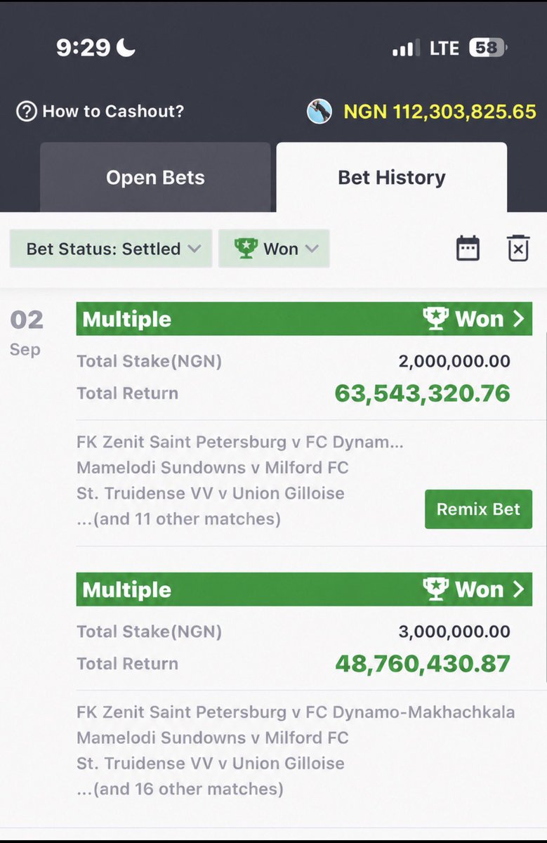 chrispunt_'s tweet photo. BOOM 💥💰🎉

Profit made 112million🔥💰

Let share 10m retweet this post + like it and drop your Sportybet id in the comment for 50k each !!! https://t.co/y7PgwuCdz2
