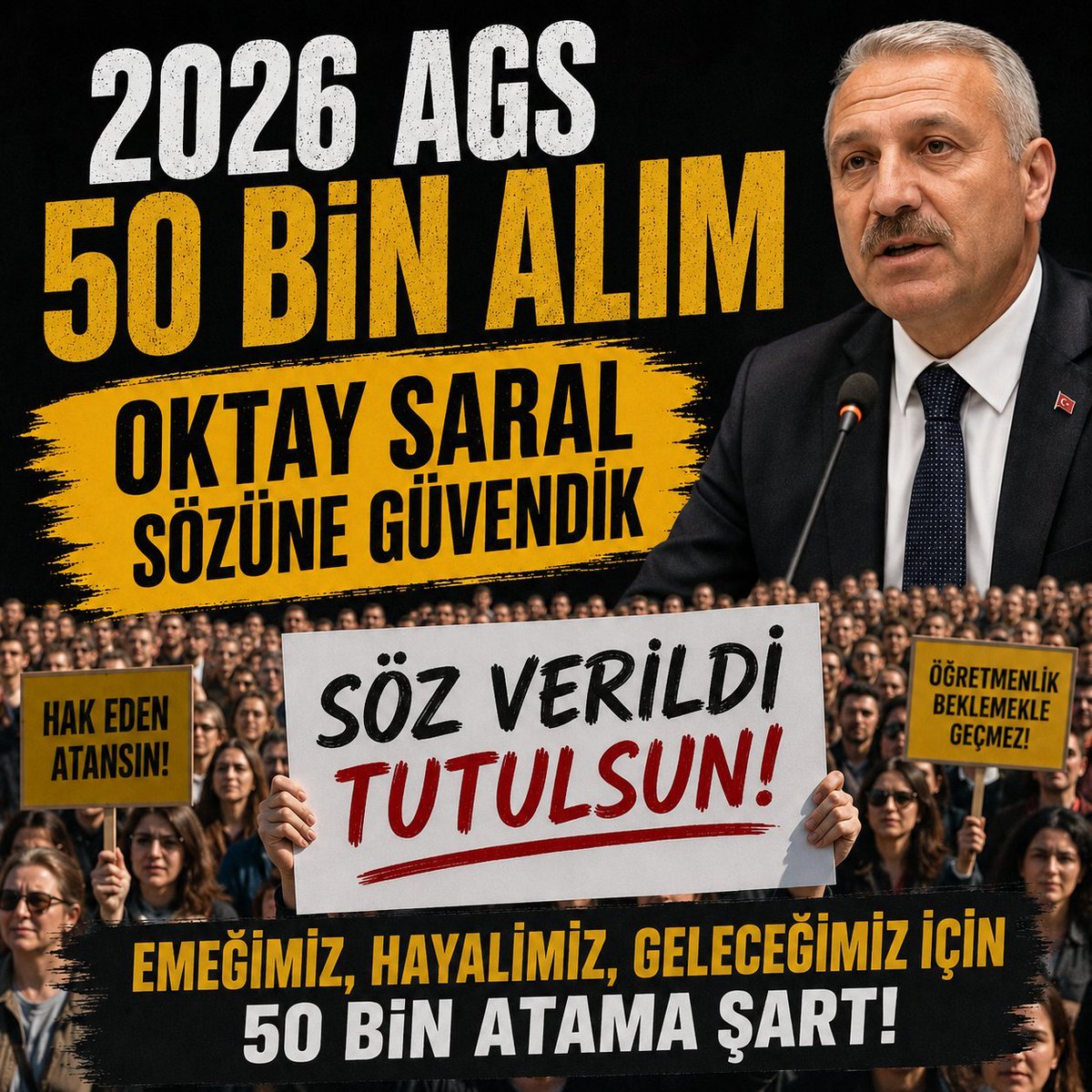 atanacakpisi's tweet photo. Kulislerde konuşulduğu söylenen 10-15 bin gibi haksız kontenjanları kesinlikle kabul etmiyor,binlerce öğretmenin hakkının teslim edileceği 50 bin kontenjanı istiyoruz.@oktay_saral @YusufTekin @tcmeb @TalipGeylan06 @EgitimBirSen @egitimis @dbdevletbahceli 
#SnSaraldanAGSsözü50Bin https://t.co/UhmRQJSLe0