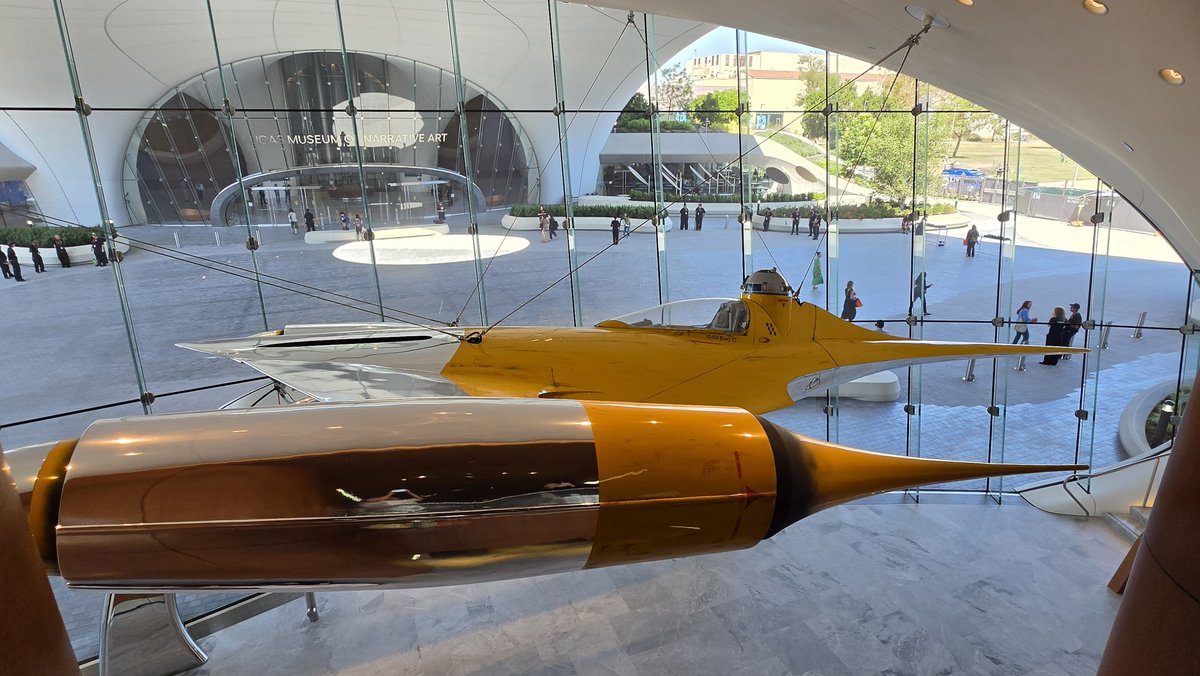 AndrewJ626's tweet photo. A life-sized Naboo N-1 Starfighter welcomes guests to the south side of the Lucas Museum of Narrative Art, which features a FREE public library.

Warms my heart to see the community benefit from this on top of free museum admission for neighboring residents in the 90037 zip code. https://t.co/5jMtWZgtyB