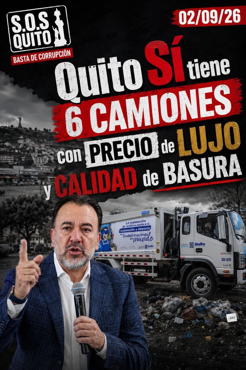 aglilisbeth's tweet photo. @EcElportal Quito Sí clama por justicia ante los sobreprecios en la compra de maquinaria. La comunidad paga impuestos para tener un servicio digno, no para enriquecer a unos pocos. @Pabelml https://t.co/wlvRb0kKaH