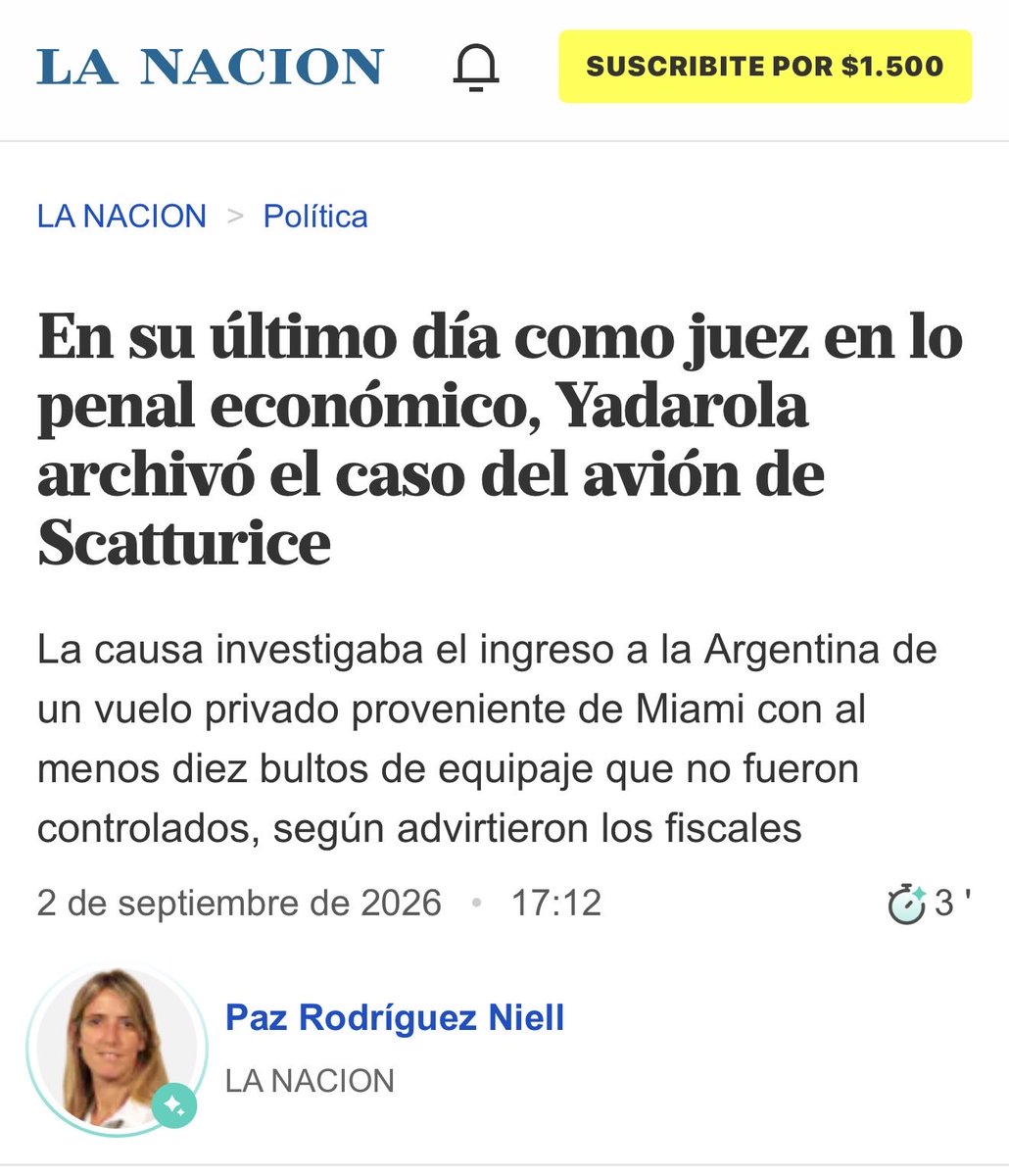 nataliavolosin's tweet photo. YADAROLA archivó la causa del avión de SCATTURICE en su último día como juez porque se va de camarista gracias al voto unánime de toda la clase política. Son una manga de DELINCUENTES del primero al último. https://t.co/Ae1rYC69ZI