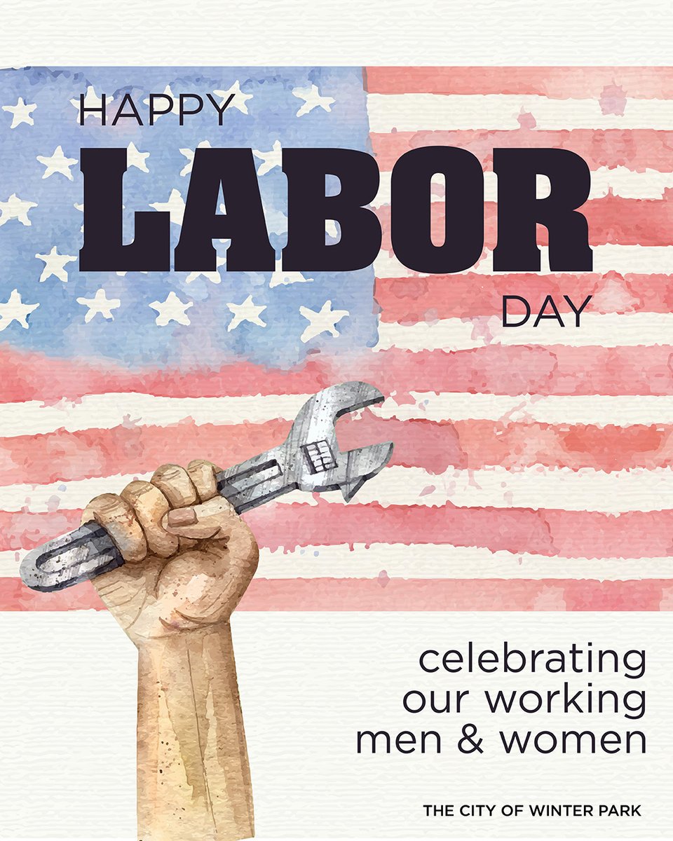WinterParkFla's tweet photo. Reminder: City Hall will be closed on Monday, September 7 in observance of Labor Day. 🛠️

We will reopen Tuesday, September 8, at 8 a.m. https://t.co/IOYRYixq9x
