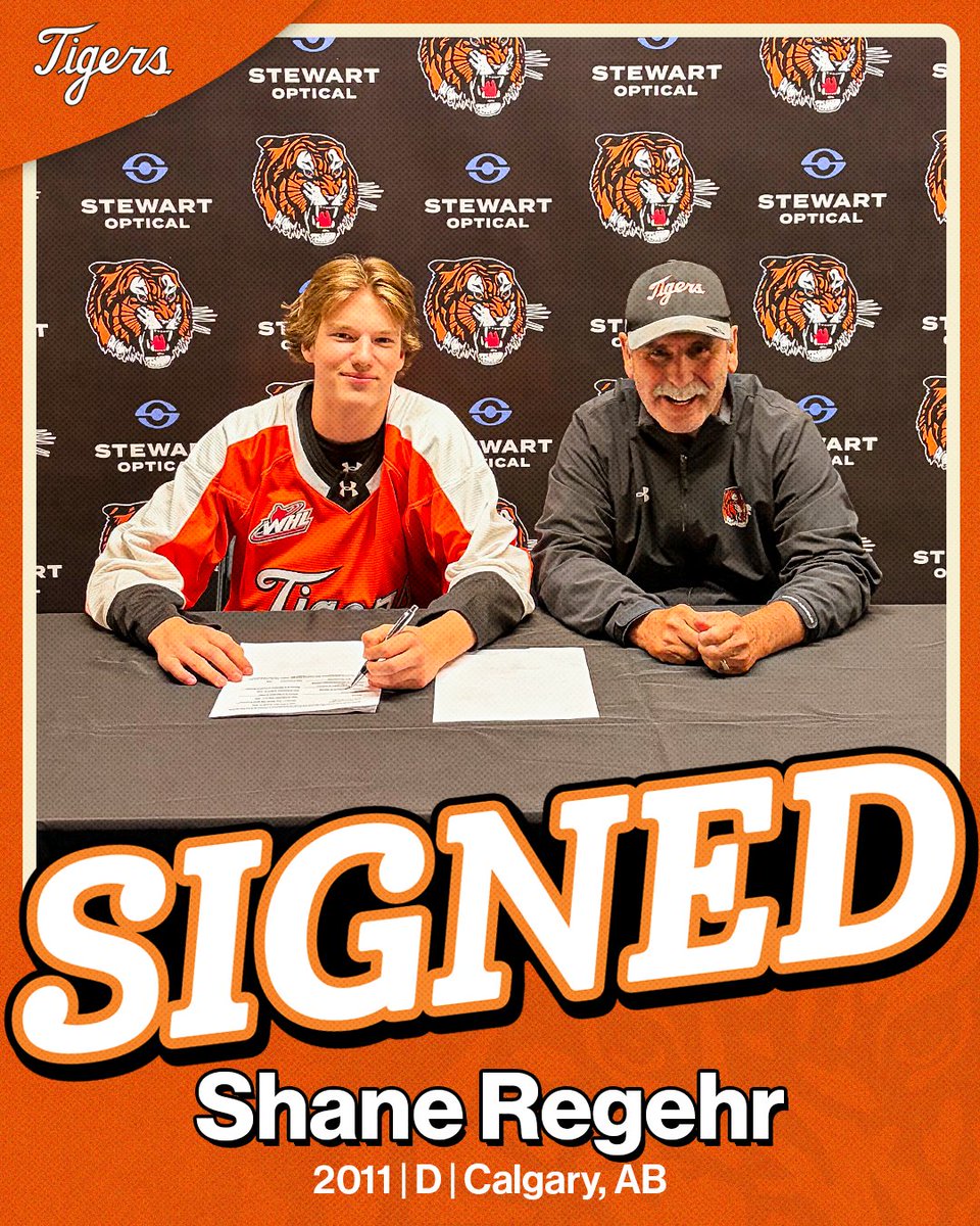 tigershockey's tweet photo. ✍ SIGNED! ✍

We are proud to announce the signing of 2011-born defenceman Shane Regehr to a WHL Scholarship &amp; Development Agreement! 🐅

More details on our website: https://t.co/gEcq5xZ9jH https://t.co/QbMmwk4wRc