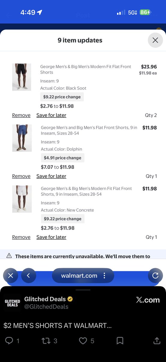 IMNotABFletcher's tweet photo. @GlitchedDeals Already fixed. Couldn’t even make it to the checkout https://t.co/05xfdYI8Hx