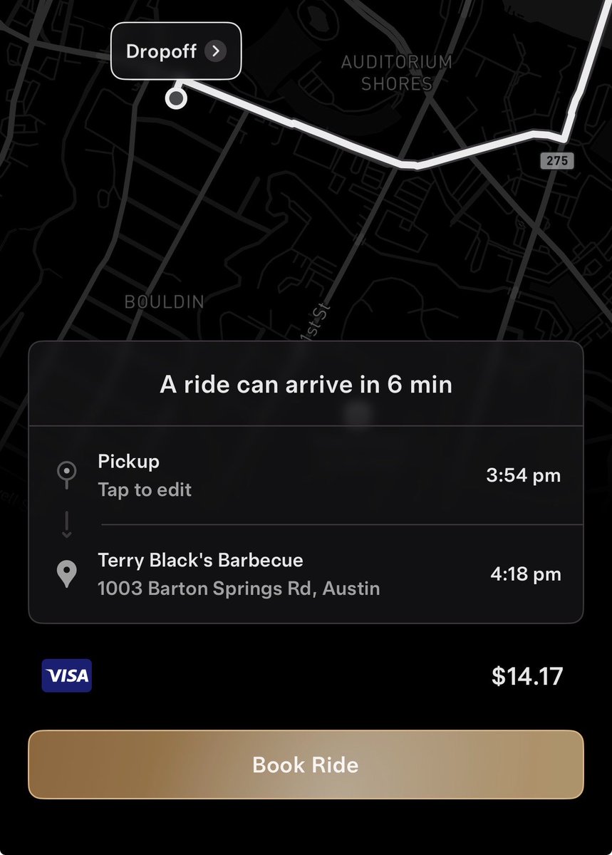 BLKMDL3's tweet photo. Robotaxi is 45-57% cheaper than Uber right now for us in Austin. 

Cheaper, better, smoother, and cleaner. Also all your audio and setting sync with it too. @robotaxi https://t.co/HuURddqK2R