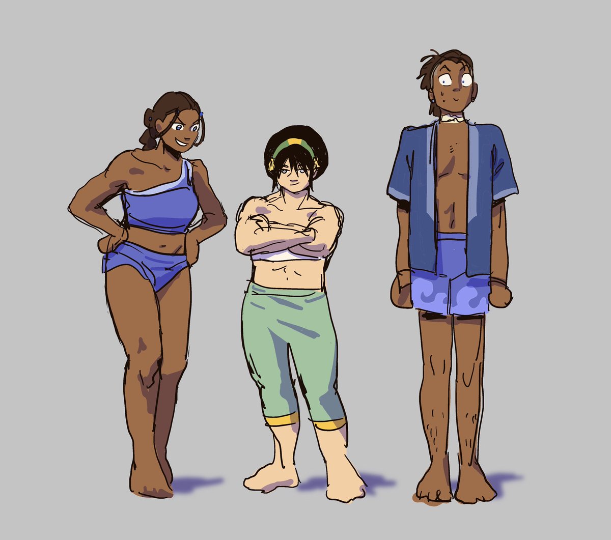 comfy_parkjamas's tweet photo. Had fun watching the atla movie ✨
but also justice for Katara's and Toph's bodytypes 🤌🤌🤌 who gave Toph a waist ?? Who gave Katara a flat tummy when it could have been soft ?? Come oooon

(Sokka's here for relation size purposes bc he's an ally) https://t.co/hUi4JSvaac
