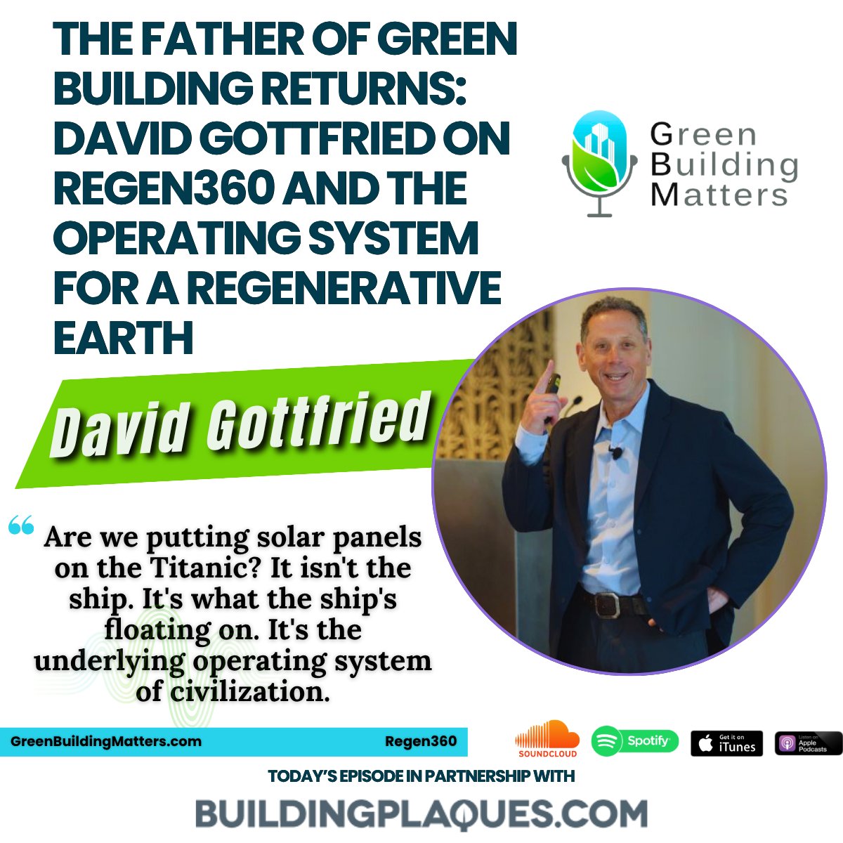CharlieCichetti's tweet photo. Green building changed the world. What comes next?🌎

@davidgottfried, the “Father of Green Building,” joins us to discuss #Regen360 and a bold vision for an operating system for a #regenerativeEarth. https://t.co/EA0IH6HOfz