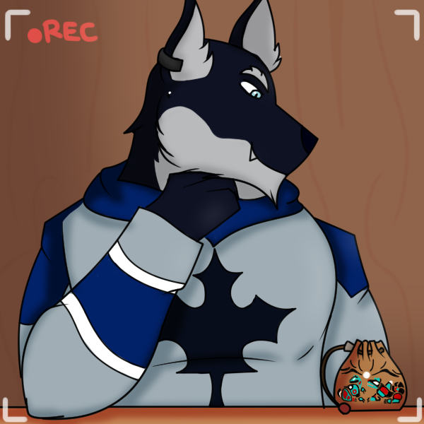 WolfrangCharr's tweet photo. Small drawing for this year's Maywolf collab. 

William joins the video call, hearing others talking but still looking at the small pouch that helps him open up to his husband. 

William is from my Maywolf VN "The badger´s moon." You can find it on my https://t.co/r7hnN12ucA page https://t.co/lMiPfrU9eN