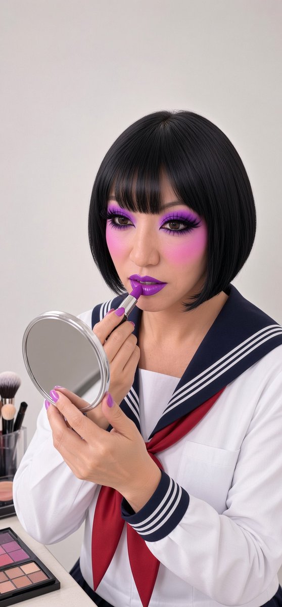 1JwO9wc3499RK5J's tweet photo. I love the Japanese high school uniform look and belong completely to Mistress Angelina — polished, locked, and displayed until even my own reflection calls me her girl. 💋 https://t.co/u3zDrHJsjV