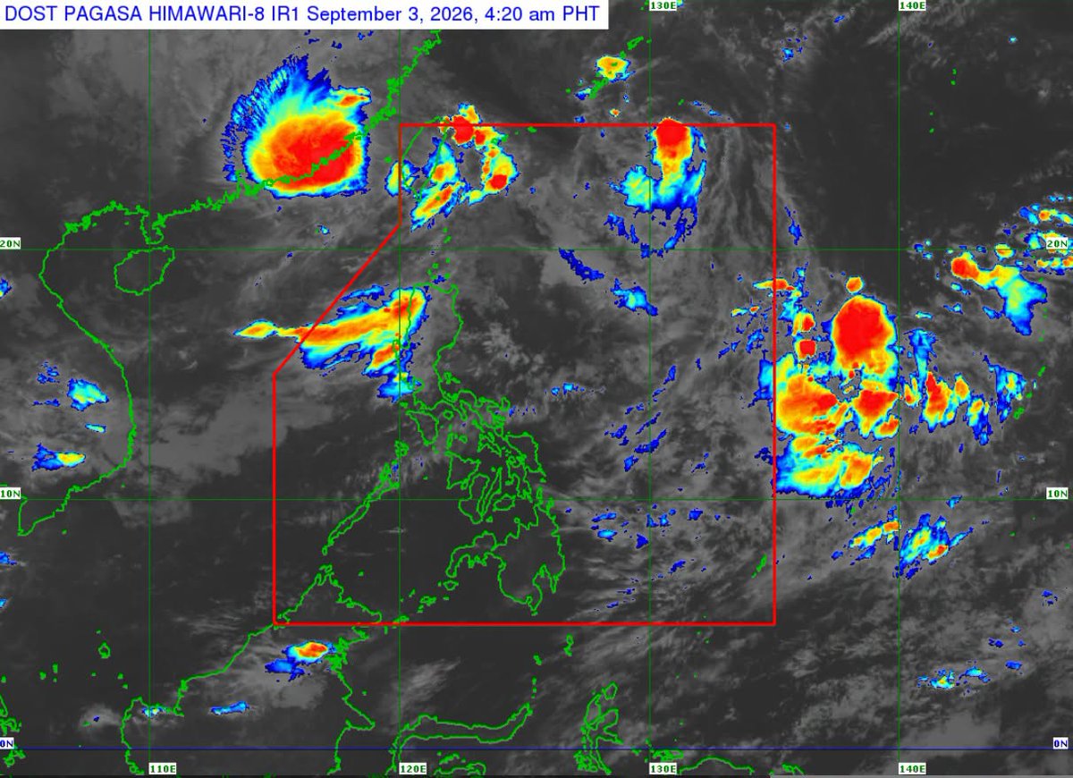 gmanews's tweet photo. BAGYONG PILANDOK UPDATE AS OF 5 AM

UPDATE: Bagyong #PilandokPH, bahagyang bumilis habang kumikilos pa- northwestward at inaasahang lalabas na ng Philippine Area of Responsibility (PAR) ngayong umaga. 

Huli itong namataan sa layong 1,030 km east northeast ng extreme Northern Luzon, base sa 5 AM bulletin ng PAGASA ngayong araw, September 3.

Courtesy: PAGASA/Facebook

Bisitahin ang https://t.co/KqDTBMbm15 para sa iba pang balita.