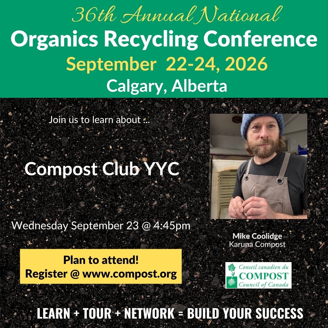 CompostCanada's tweet photo. Michael Coolidge of Compost Club YYC is helping Calgary communities connect through compost. In 2025, his team organized 40+ free meetups, building knowledge around composting &amp; soil health. Hear his story at our Organics Recycling Conference, Sept. 22–24. https://t.co/poxAmknsAS https://t.co/tkEtQ9224G
