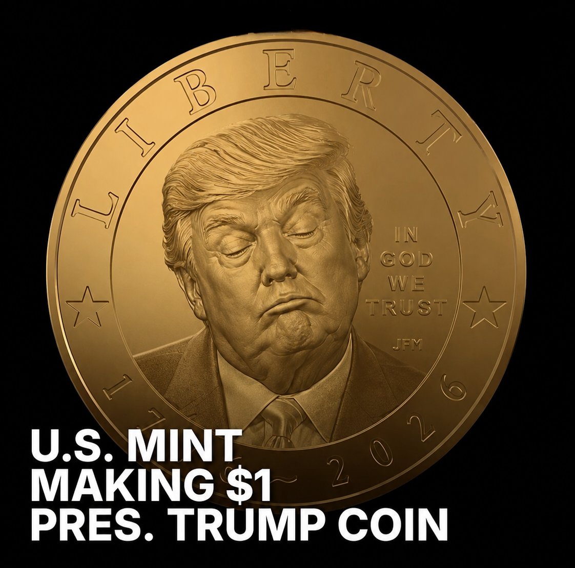 Jaybium's tweet photo. Ill spend for 100 for $154.50  for the #DozyDon coins... not your 🐂💩 ones... when did you merge with The Franklin Mint anyway???  🤔 
@realDonaldTrump 
@usmint 
#DonaldTrump #Trump #MAGA #GOP #Republicans https://t.co/16LiTuvHG1