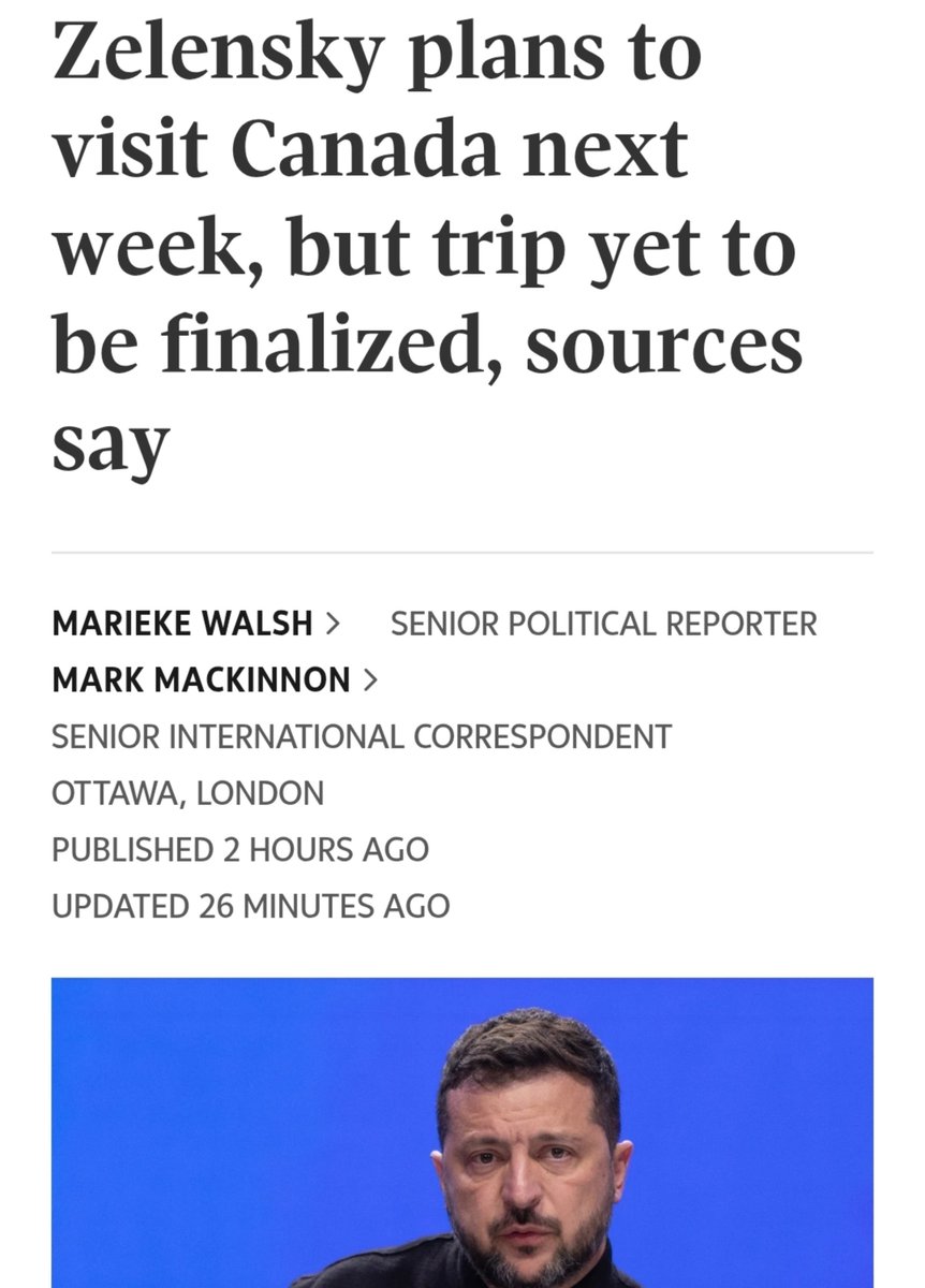 therealmrbench's tweet photo. Zelenskyy is reportedly coming to Toronto for Mark Carney’s Investment Summit.

An investment summit supposedly designed to bring money INTO Canada.

So why is Zelenskyy coming?

Canada has already committed more than $25.5 BILLION to Ukraine.

Chrystia Freeland is now Zelenskyy’s economic-development adviser.

Ukraine is tied into Carney’s new defence-financing push.

Now Zelenskyy may be showing up at Carney’s banking and investment gathering in Toronto.

Canadians should be asking one question:

How much is this meeting going to cost us?

Because every time Ottawa says “investment,” Canadians should check which direction the money is actually flowing.

And yes - I want to know whether Freeland will be sitting at that table too.

Follow the money.