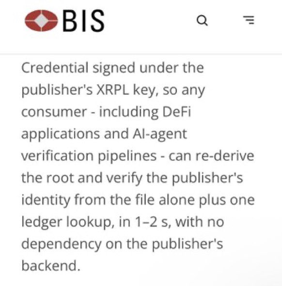 Digitalassete's tweet photo. The BIS tested a way to prove official numbers weren’t tampered with. They stamped a fingerprint of the file on the open source public XRP Ledger. Nice technology demo. https://t.co/lMICYAJvBQ