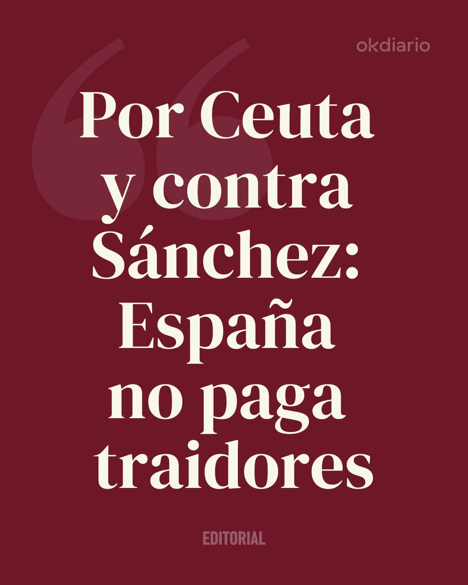 okdiario's tweet photo. ✍️ España no paga traidores.

📲 Editorial: https://t.co/RXTPdeZeFo https://t.co/7MZ60tnmC2