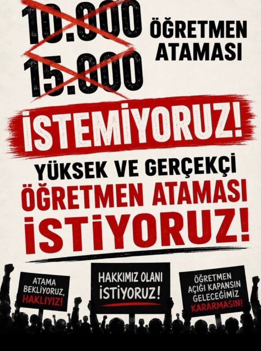 atanacakpisi's tweet photo. @oktay_saral Kulislerde konuşulduğu söylenen 10-15 bin gibi haksız kontenjanları kesinlikle kabul etmiyor,binlerce öğretmenin hakkının teslim edileceği 50 bin kontenjanı istiyoruz.@oktay_saral @YusufTekin @tcmeb @TalipGeylan06 @EgitimBirSen @egitimis @dbdevletbahceli 
#SnSaraldanAGSsözü50Bin https://t.co/YC2SmfTpQ7