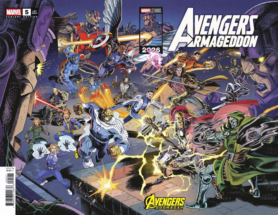 CineVanta's tweet photo. The Avengers vs. Doctor Doom artwork from ‘AVENGERS: DOOMSDAY’, featured on the cover of Avengers: Armageddon #5. 🔥

What do you think of the artwork?

(🎨: Leonel Castellani) https://t.co/d22u6M0MKU