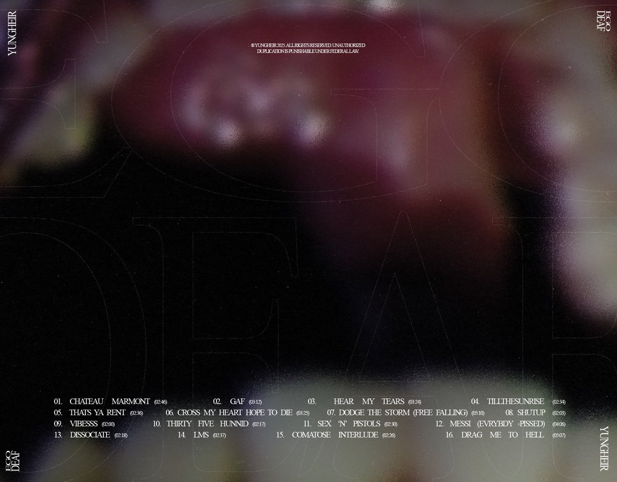 STRAPPEDUS's tweet photo. YUNG HEIR - EGO DEAF (Album) 💿 

16 TRACKS 

OUT NOW 🚨 https://t.co/IUNTrQxvsk
