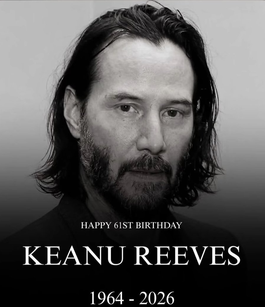 LHibou8's tweet photo. Movie star Keanu Reeves, best known as John Wick has now passed his 61st birthday https://t.co/aElBVww5A7