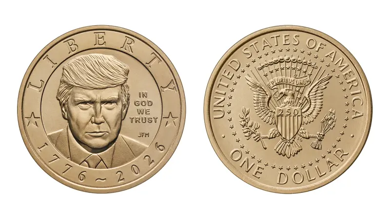 BurstUpdates's tweet photo. US MINT ROLLS OUT NEW $1 COINS FEATURING PRES TRUMP’S FACE

NYP: "The Mint is selling the commemorative coins featuring the sitting president as part of its celebration of America’s 250th anniversary, according to its website.

“These coins are also in circulation, so check your pocket change. Collect them today!” the Mint said on X.

The Philadelphia-minted currency is available in 25-coin rolls and 100-coin bags, and priced between $61 and $154.50, the Mint said."

#USMint, #DollarCoins, #PreTrump,