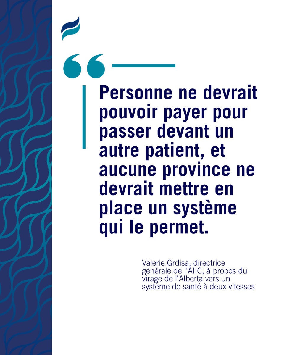 canadanurses's tweet photo. Le projet de loi 11 de l'Alberta est entré en vigueur hier. Il permet aux médecins de facturer des services de santé au système public tout en faisant payer directement les patients de leur poche pour les mêmes services dans leur pratique privée. C'est un véritable pas vers un système à deux vitesses, et l'AIIC demande au gouvernement fédéral d'intervenir.

Pour le personnel infirmier, le principe est simple : l'accès aux soins devrait être fondé sur les besoins, et non sur la capacité d'un patient à payer.

Un système à deux vitesses n'allégera pas la pression que subit déjà le système public. Il l'aggravera, forçant les patients qui ne peuvent pas payer pour passer devant les autres à attendre plus longtemps.

Des décennies de données probantes à l'échelle mondiale montrent que les systèmes de santé privés à but lucratif détournent des ressources des systèmes publics sans réduire les temps d'attente ni améliorer l'accès. Pire encore, ils entraînent de moins bons résultats en matière de santé. 

Il existe de meilleures façons de réduire les temps d'attente et d'améliorer l'accès, et les quatre catégories réglementées de personnel infirmier sont prêtes à les mettre en pratique : permettre aux infirmières et infirmiers ainsi qu'aux autres professionnels de la santé d'exercer pleinement leur champ d'exercice, et élargir les modèles de soins dirigés par du personnel infirmier et fondés sur le travail en équipe dans tous les milieux.

C'est pourquoi l'AIIC demande au gouvernement fédéral de faire respecter la Loi canadienne sur la santé.

Lisez notre déclaration complète :  https://t.co/oYkBtjopDj