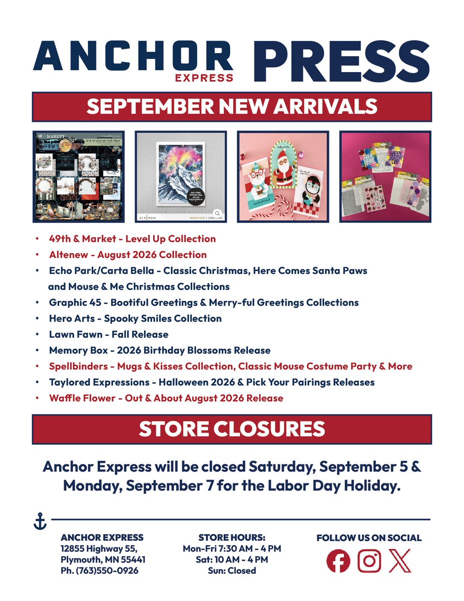 AnchorPXpress's tweet photo. September is here! Shop 20% off in stock Lawn Fawn, check out new Autumn and Halloween products, and save more during our loyalty member sale on September 24 and 26. See all new arrivals in the latest Express Press here: https://t.co/1OtL4QjSdX https://t.co/s4I3RcF15U