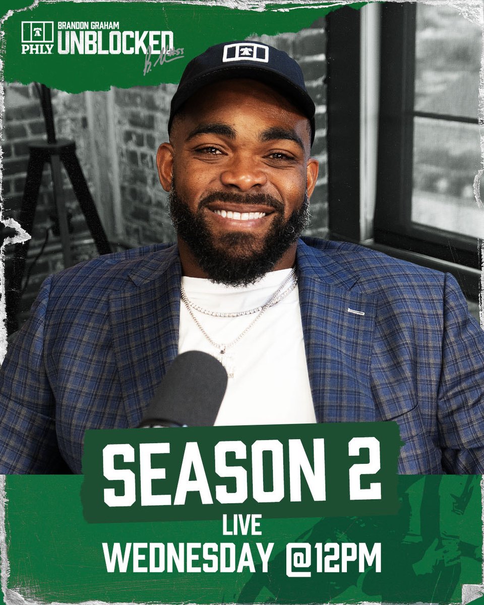 BG_Unblocked's tweet photo. 🚨🚨🚨

Unblocked with Brandon Graham is back for another season...

And this time we’re going LIVE 🎙️

Spend your lunch with BG every Wednesday at Noon for even more conversations, interviews, and fan questions https://t.co/pJhwSN18TO