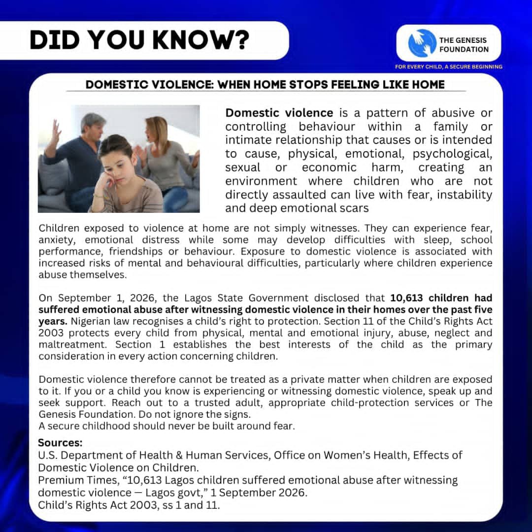 TheGenesis_001's tweet photo. DID YOU KNOW?🤔 

1 in 4 children globally live with mothers experiencing intimate partner violence.

Children see it, feel it, and carry its impact.

Every child deserves a safe home.

#WednesdayInsights #ChildProtection #EndDomesticViolence https://t.co/rhulmpnEXK