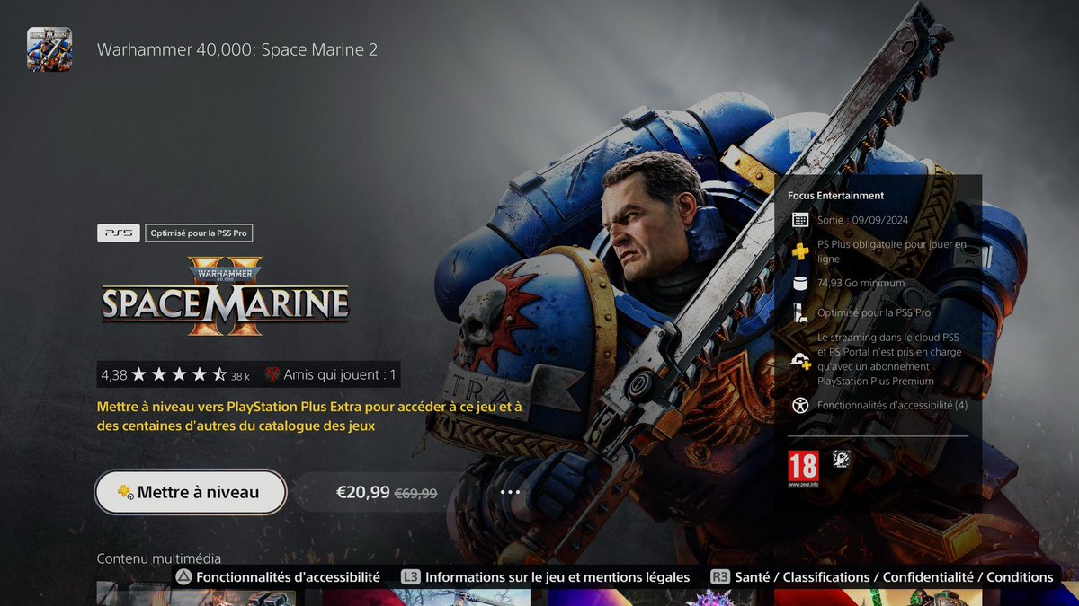 JeChocobo's tweet photo. Space Marine 2 sur le PS store

À gauche : ma PS5

À droite : celle d’un pote

6€ de différence entre nous deux, 2 prix différent pour le même jeu. À 14€ j’aurais pu le prendre mais là

c’est une dinguerie de faire ça, tout pour qu’on vous déteste  @PlayStation @PlayStationEU https://t.co/LwarT5dJKV
