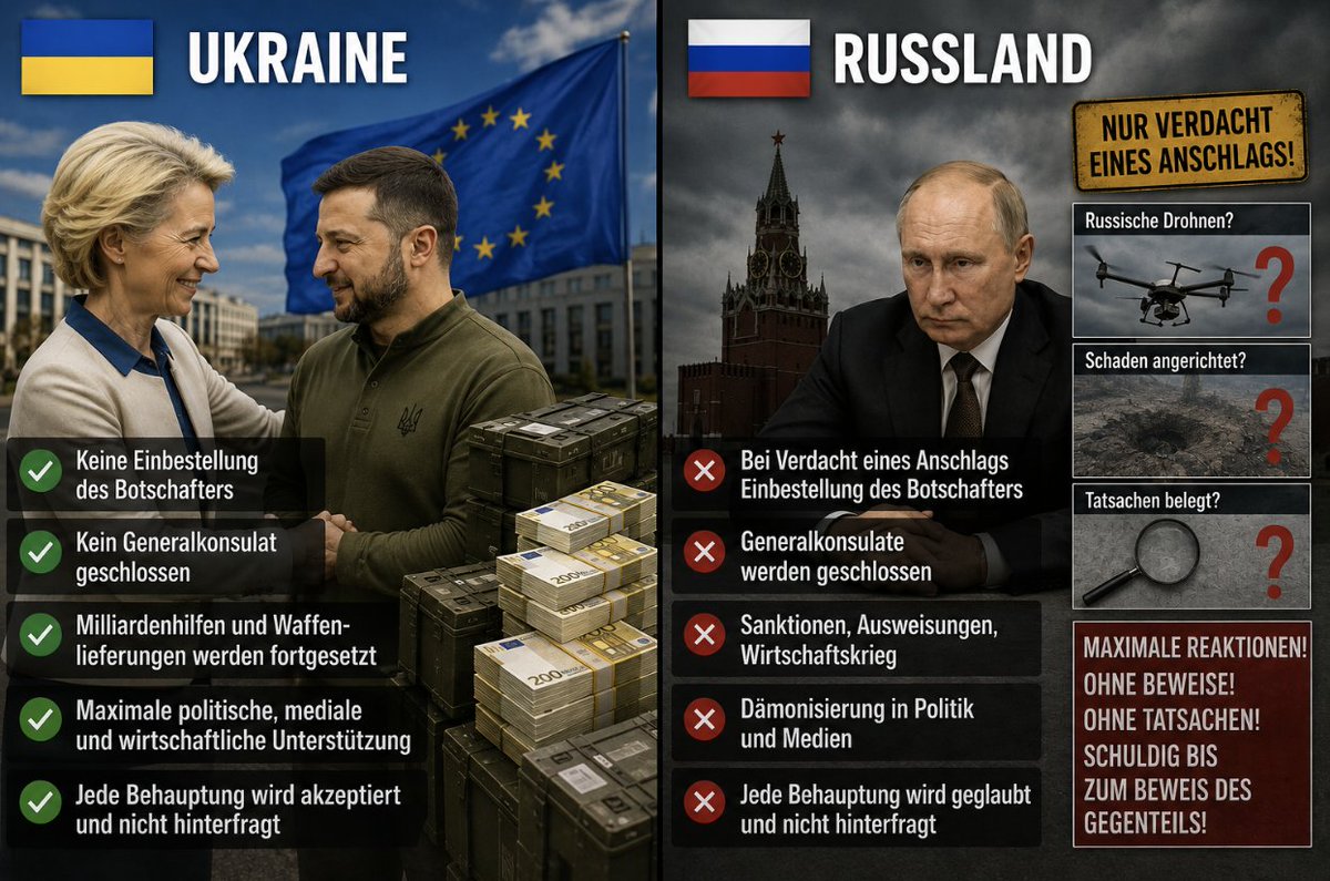 AnwaltUlbrich's tweet photo. Die völlige Abwesenheit von prüfbaren Tatsachen gleich wer als Journalist anfragt bereitet mir große Sorgen. Es betrifft die angeblichen russischen Drohnen hinsichtlich derer kein einziger Satz einer Tatsache durchdringt. Wer dem gequirltem Müll, der permanent abgesondert wird glaubt, ist selber Schuld. Allein die Tatsache, dass bei eine bestätigten Sprengung der Pipline durch die Ukraine kein Botschafter einbestellt wird, kein Generalkonsulat geschlossen wird und gleichzeitig Milliarden weiter in die Ukraine verschoben werden, muss einem doch einen Satz rote Ohren wachsen lassen. Keine Drohne ging in die Luft. Kein Schaden wurde angerichtet und die maximalen Reaktionen laufen, die als "angemessen" beschrieben werden. Wird indes deutsche Infrastruktur tatsächlich durch die Ukraine zerstört, wie der Generalbundesanwalt meint, geschieht nichts. Die Schizophrenie des Verhaltens is unverkennbar.