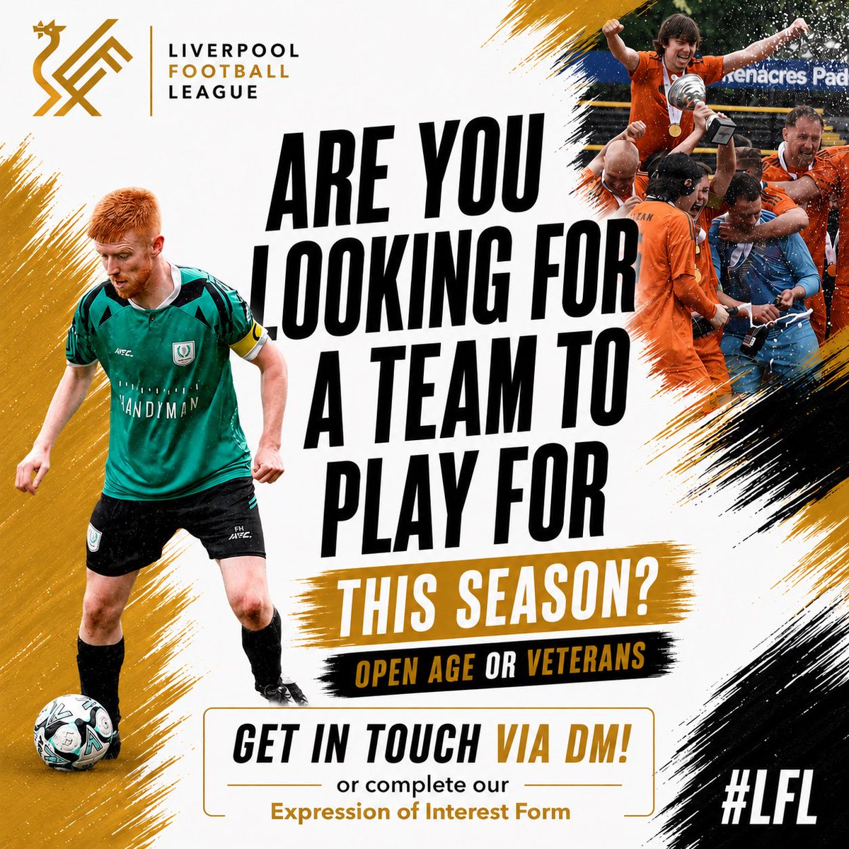 lpoolfl's tweet photo. Are you looking to get playing again this season? Do you need a team?

We’ve got 55 open age teams across the city, and 18 Veterans Over-40 Teams! 

Lots of opportunities and teams looking for players! 👏

📲 https://t.co/zPGDAWVxnu

#LFL https://t.co/jVBVry6fKo