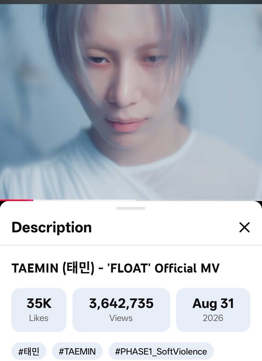 sammy4263's tweet photo. 朝起きてビックリ🫨とっくに300万 viewsをクリアしていた👏🏻
素晴らしい〜😆💞

🔓100万 views
🔓200万 views
🔓300万 views
🔒400万 views ←次の目標🎯

今日も頑張っていきましょう😊

PHASE 1 : Soft Violence
#태민 #TAEMIN
#PHASE1_SoftViolence
#FLOAT @Taemin_Xoalsox_
https://t.co/5sCzX6VxTC https://t.co/e6HppKbwCk