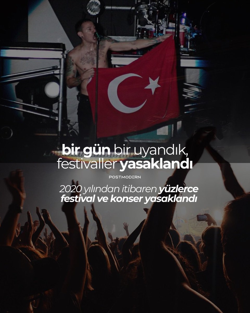 posttmodern's tweet photo. AKP zihniyetinin yasaklarından bazılarını derledik:

— Bir gün bir uyandık, festivaller yasaklandı: “2020 yılından itibaren yüzlerce festival ve konser yasaklandı.”

— Bir gün bir uyandık, alkol yasaklandı: “Erdoğan 2013’te içki tüketimi ve satışına ilişkin bir dizi yasak getirdi.”

— Bir gün bir uyandık, ruj yasaklandı: “THY, hosteslerin kırmızı ruj sürmesini ve saçlarını üstten toplamasını yasaklamıştı.”

— Bir gün bir uyandık, kürtaj yasaklandı: “Erdoğan bir konuşmasında sezaryen doğuma karşı olduğunu ve kürtajın cinayet olduğunu söylemişti.”

— Bir gün bir uyandık, kızlı-erkekli kalmak yasaklandı: Erdoğan, apartmanlarda kızlı-erkekli kalınmasına sitem ederek: “Buralarda nelerin olduğu belli değil. Karma karışık her şey olabiliyor. Uygun değil.” diyerek yasaklamıştı.

— Bir gün bir uyandık, dekolte yasaklandı: Dönemin Başbakan Yardımcısı Hüseyin Çelik, sunuculuk yapan Gözde Kansu’nun dekoltesinin çok açık olduğunu belirterek, “…çok aşırı. Dünyada da kabul edilemez.” diyerek Kansu’nun işine son verdirtmişti.

— Bir gün bir uyandık, kahkaha yasaklandı: Akpli Bülent Arınç, “Kadın ise o da iffetli olacak. Mahrem-namahrem bilecek. Herkesin içerisinde kahkaha atmayacak.” demişti.

— Bir gün bir uyandık, Discord, Roblox, Wattpad, Instagram yasaklandı. Instagram hariç hiçbiri açılmadı.

— Bir gün uyandık: Oy irademiz yasaklandı. 

— “Anyma” konseri, “satanist ritüel sembolleri barındırdığı” iddiasıyla yasaklandı. 

— Bu eleştirimiz de yasaklandı.