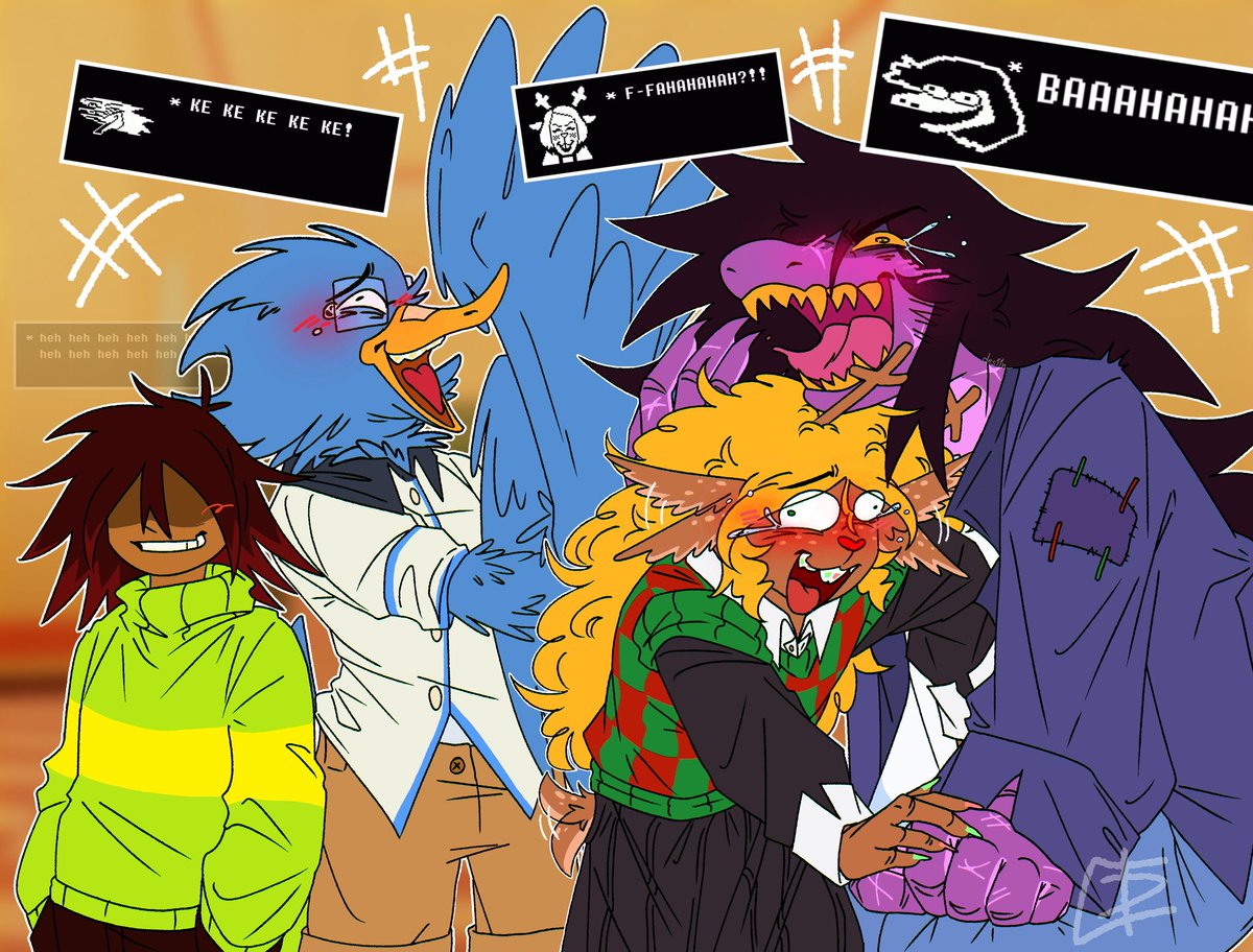 des11n_'s tweet photo. the gigglers

#DELTARUNE #suselle https://t.co/g2ytuxP7s3