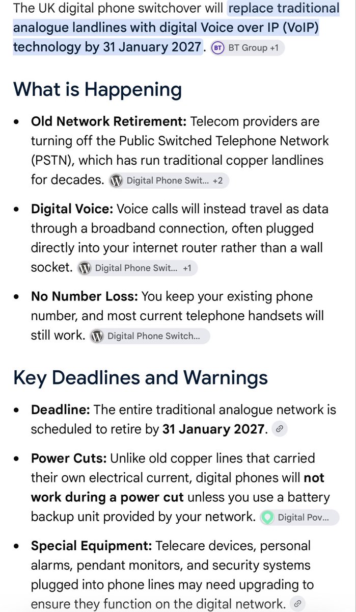 Pauls_7in7's tweet photo. @LPXIOP It’s been worked on since early 2019! Local councils have been focussing on households where residents have lifeline systems on analogue (copper systems) for years. The deadline was supposed to be last year but is too big a job so pushed back to 2031. https://t.co/oJzjloDXy9