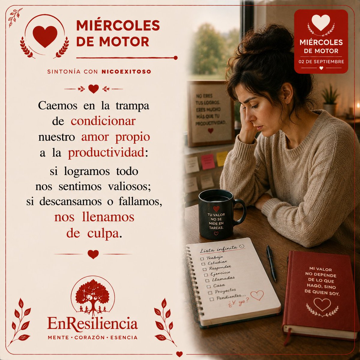 NicoExitoso's tweet photo. Vivimos en un mundo que intenta medir nuestro valor únicamente por el nivel de resultados, títulos o tareas completadas.🎖️ Olvidamos que somos seres humanos, no máquinas de rendimiento continuo.🪵

#AmorPropio #SinCondiciones #Autocuidado #EscuchaTuCorazon #Salud mental #Paz https://t.co/htSsUpkRsy