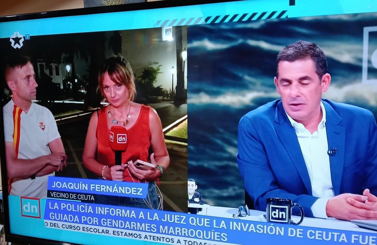 FonsiLoaiza's tweet photo. ¿El ultraderechista Antonio Naranjo de TeleMadrid con Ayuso haciendo pasar por "vecino de Ceuta" a un neonazi de Núcleo Nacional? La mentira es una de las armas que utiliza el fascismo. https://t.co/Wbh32HLWMo