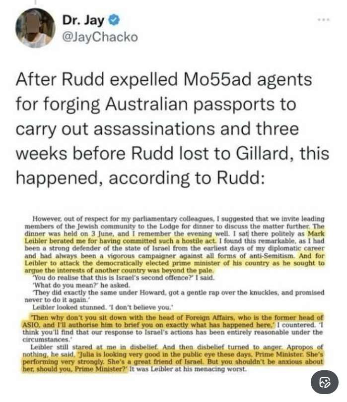 pangolincovid's tweet photo. If you expel MOSSAD agents this is what happens to you if you are a PM of Australia instead of being THEIR PM for Israel https://t.co/0Z0ft82e21