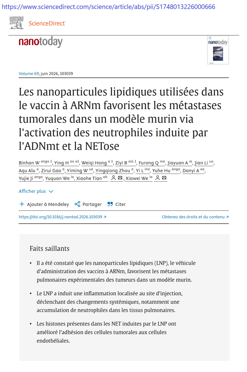 PanDanTag's tweet photo. « Nous démontrons que l'administration de LNP favorise la métastase tumorale en induisant une réponse inflammatoire systémique »

« Les LNP ont présenté un effet promoteur sur la métastase tumorale. »

https://t.co/RO54LX1qgC https://t.co/ZK6Vuk3yDI