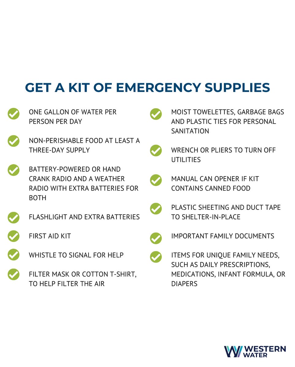 WesternWaterCA's tweet photo. September is #NationalPreparednessMonth 📝💧🔦🗑️💊 ➡️Learn more about how you can prepare in the event of an emergency by visiting, https://t.co/1umH66JIZR.
#Riverside #Murrieta #PreparedNotScared https://t.co/PAeVJzkmNd