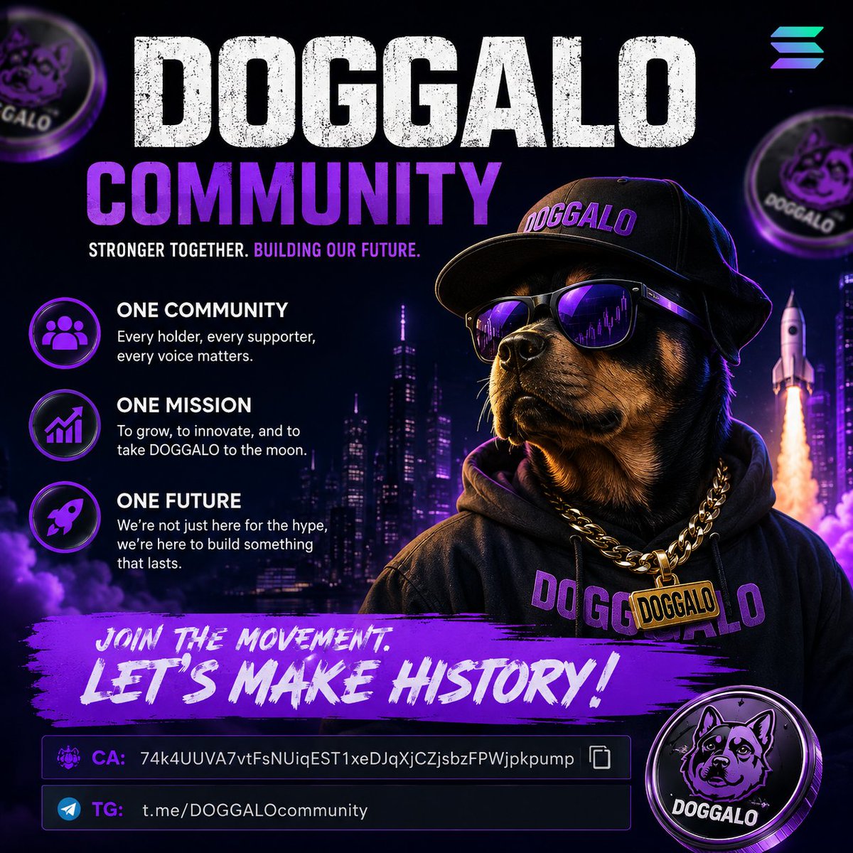 DogaBase's tweet photo. 🚀 The DOGGALO community isn't just growin we're building something that lasts.

Every new holder, every raid, every share, and every conversation brings us one step closer to our goal.

🐶 Join the movement.
💎 Hold with conviction.
🔥 Let's show everyone what the DOGGALO community is capable of.

📍CA: 74k4UUVA7vtFsNUiqEST1xeDJqXjCZjsbzFPWjpkpump

💬 TG: https://t.co/dgGcnEh1PF

#DOGGALO #DOGA #Solana #Memecoin #CryptoCommunity #SolanaMeme #Web3 #Crypto #DiamondHands #ToTheMoon🚀