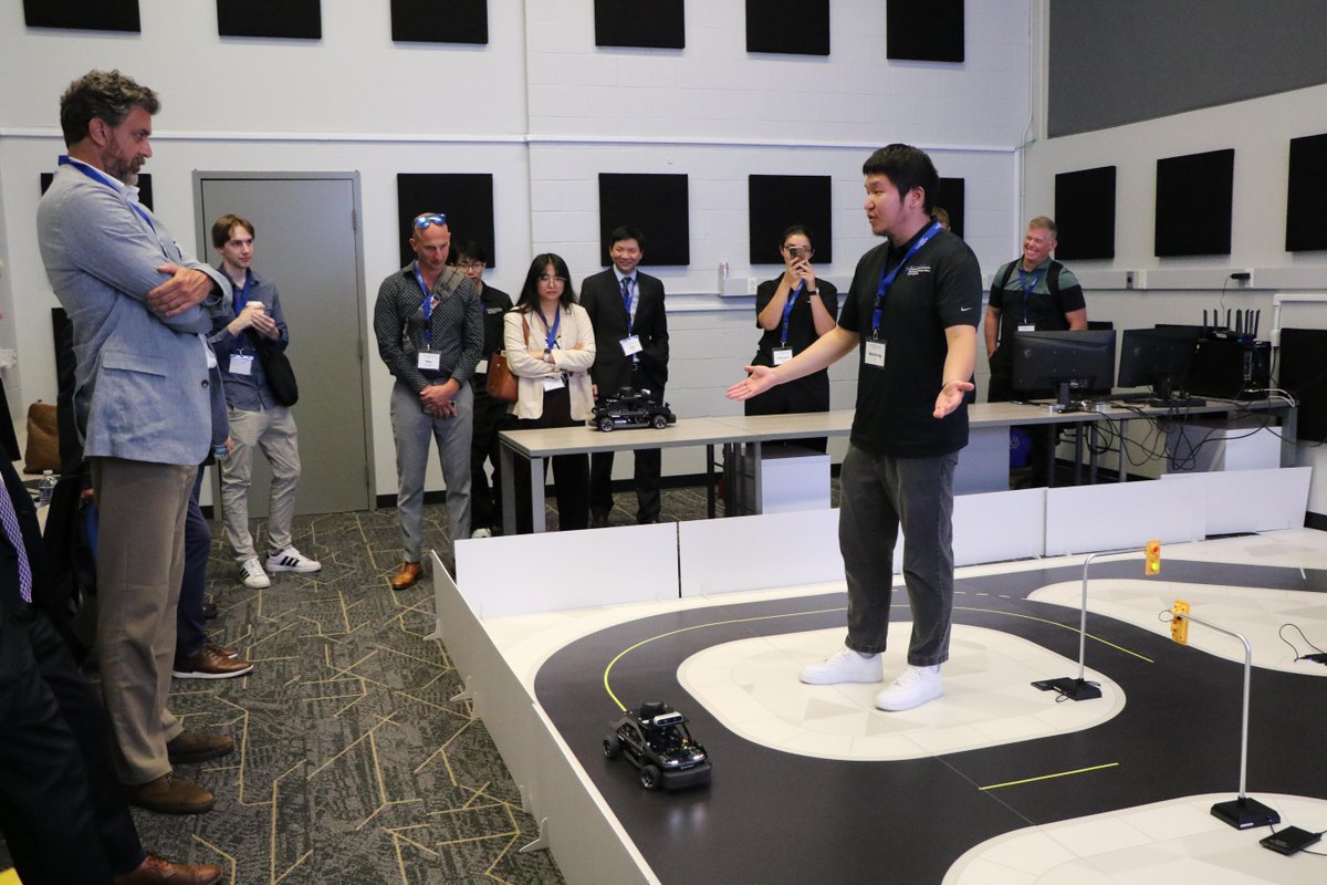 UBengineering's tweet photo. What does the future of transportation look like? Participants examined virtual simulations and smart transportation technologies at #UBuffalo's TRAVL and SUMIT lab, and toured the CAVE, crucial for research in autonomous systems, AI in transportation.

https://t.co/myZlSA1E4h https://t.co/wEdjzYguas