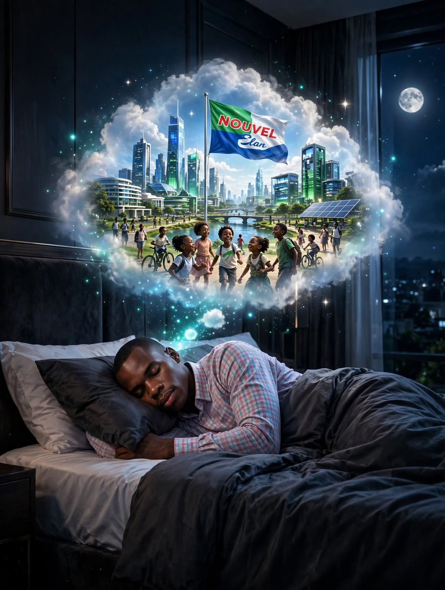 Modestekumbuzeu's tweet photo. LE RÊVE QUI NE DORT PAS

 Cette nuit, on m'a vu dormir. Mais mon rêve, lui, ne dormait pas.

 Pendant que mon corps se reposait, mon esprit construisait déjà le Congo de demain. Un Congo où le drapeau du NOUVEL Élan .

 #NouvelElan #Vision #RêveCongolais #ModesteKumbusho https://t.co/wbrcZldwDz