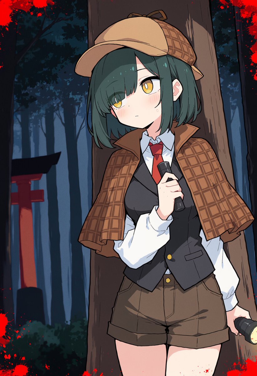 AI_Illust_000's tweet photo. 使えるかもしれないプロンプト(NovelAI V5)

｢detective｣
探偵。
主にシャーロック・ホームズから影響を受けた衣装や道具の組み合わせを指します。

｢deerstalker｣
鹿撃ち帽。
前後につばのある帽子。

｢capelet｣
ケープレット。
肩だけを覆う短めのケープ。 https://t.co/07b2oSPMvu