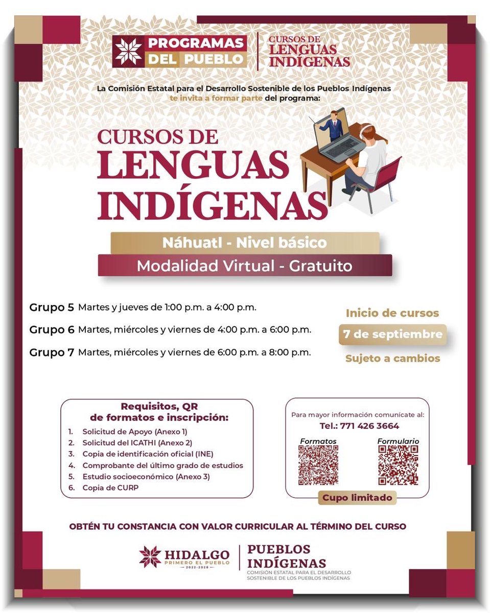 mtellov's tweet photo. ¿Quién se anima a aprender Náhuatl u Otomí Hñähñü? 👀

La @cedspi abrió cursos gratuitos, virtuales y de nivel básico, con diferentes horarios para que más personas puedan participar.

Empiezan este 7 de septiembre y el cupo es limitado. https://t.co/gRWkuGUxku